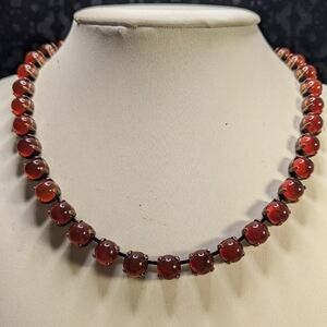 Genuine Carnelian in Classic Tennis Necklace in Copper